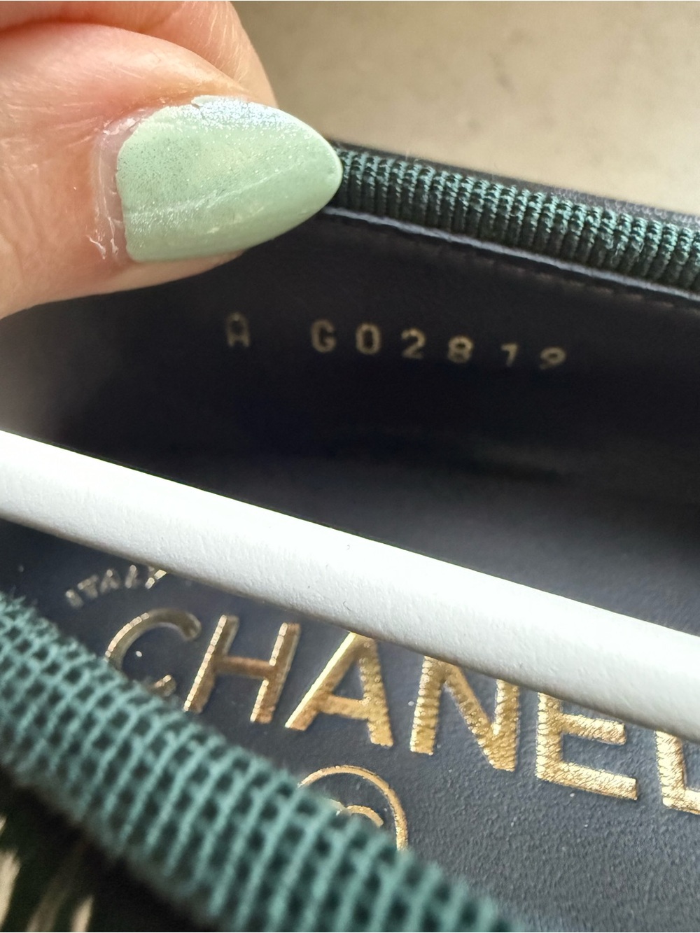 BNWT Chanel 26A Croc Embossed Patent DK Green/Black Ballet Flat Size 37.5 - Picture 7 of 11
